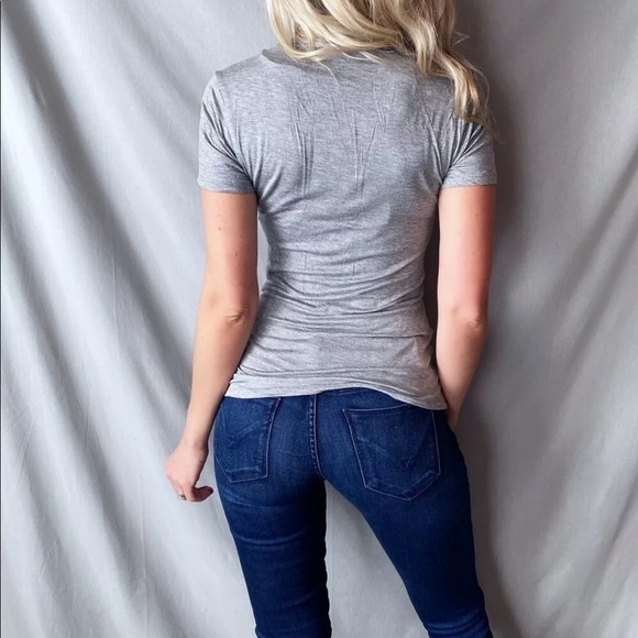 Short Sleeve Rayon Stretchy Button Henley Tee Top - Picture 3 of 4